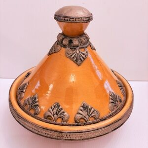 Hand Crafted Orange and Silver Tagine